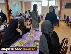 جلسه کارفرما شرکت با کادر آشپزخانه مرکز اموزش عالی حضرت فاطمه (س) قائم شهر برگزار شد . 2